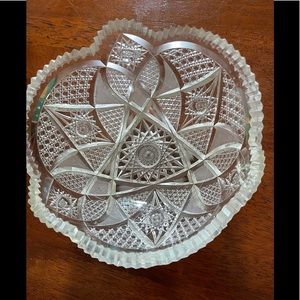 Vintage European cut glass bowl 7 1/2 x 4 in tall